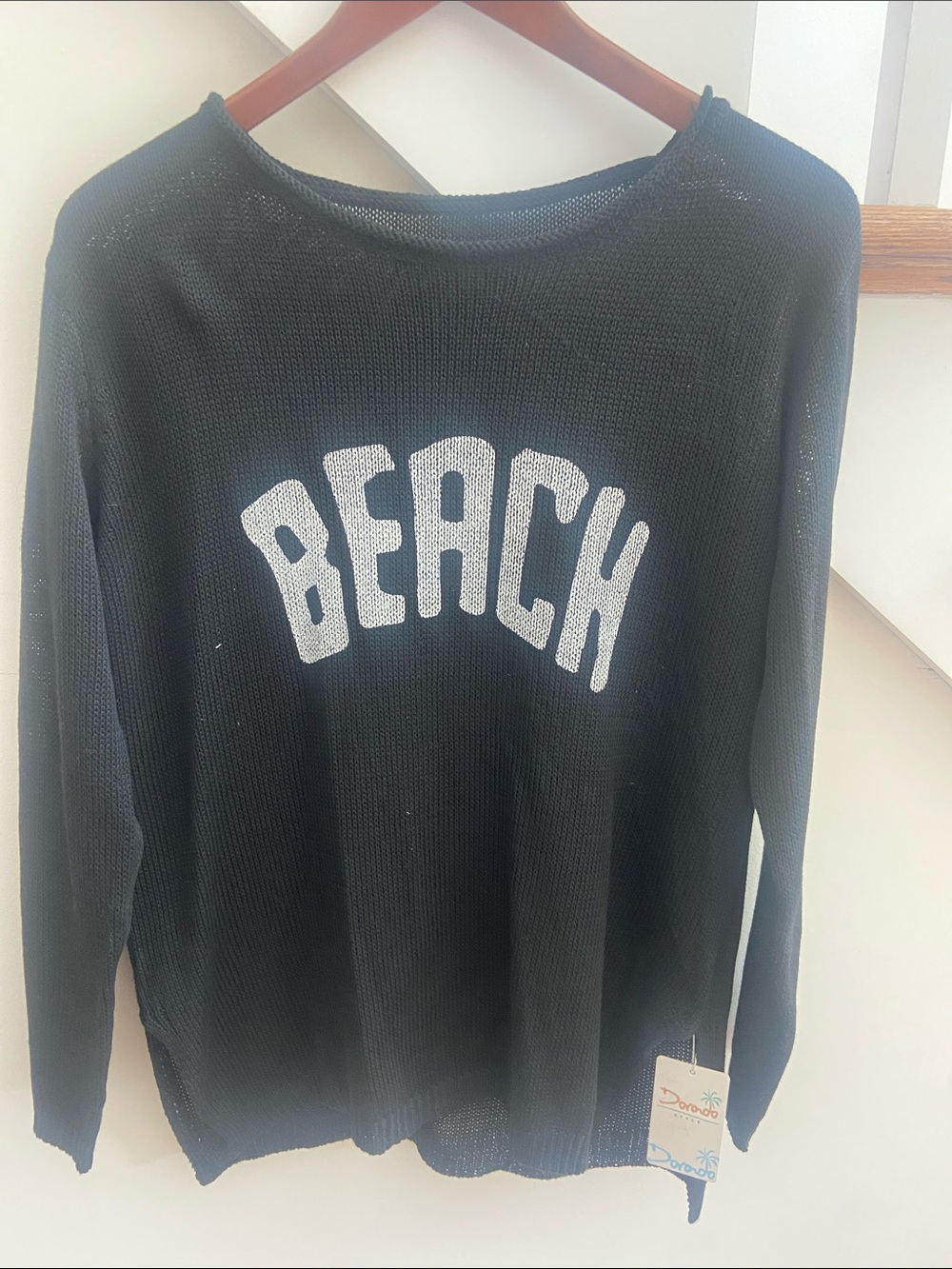 Women’s Black 'BEACH' Crewneck Knit Sweater